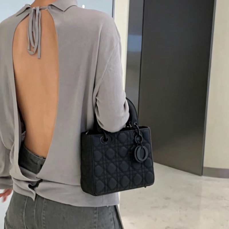 DIOR迪奧Lady Dior黑磨沙黛妃包So Black勳章肩帶#專櫃20多萬🍒-2