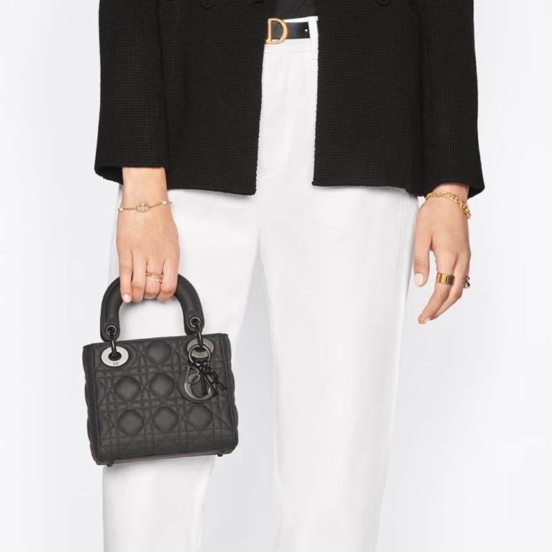 DIOR迪奧Lady Dior黑磨沙黛妃包So Black勳章肩帶#專櫃20多萬🍒-6