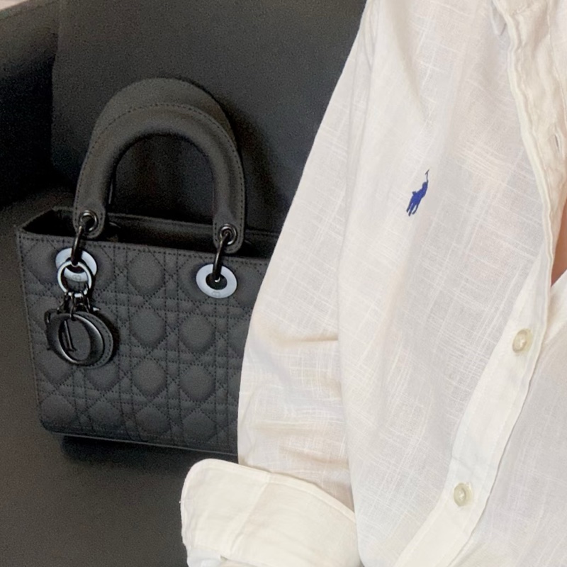 DIOR迪奧Lady Dior黑磨沙黛妃包So Black勳章肩帶#專櫃20多萬🍒-25