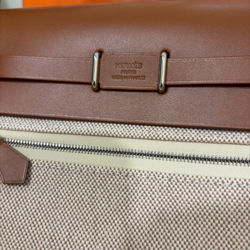 全新/膠膜全在 Hermès Mini Herbag 20cm 金棕金剛色銀扣｜2026/01 購證-2