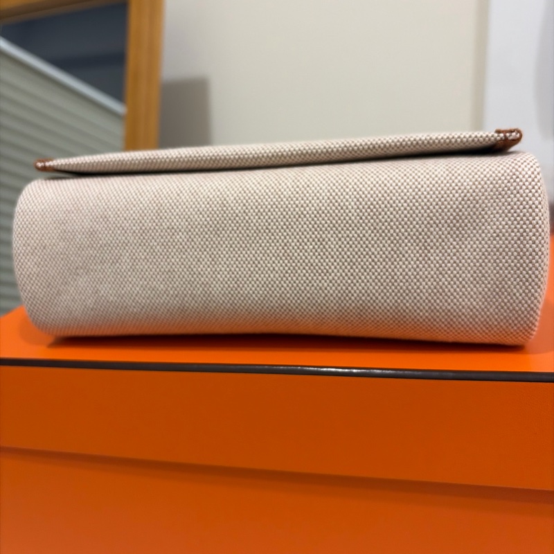 全新/膠膜全在 Hermès Mini Herbag 20cm 金棕金剛色銀扣｜2026/01 購證-12