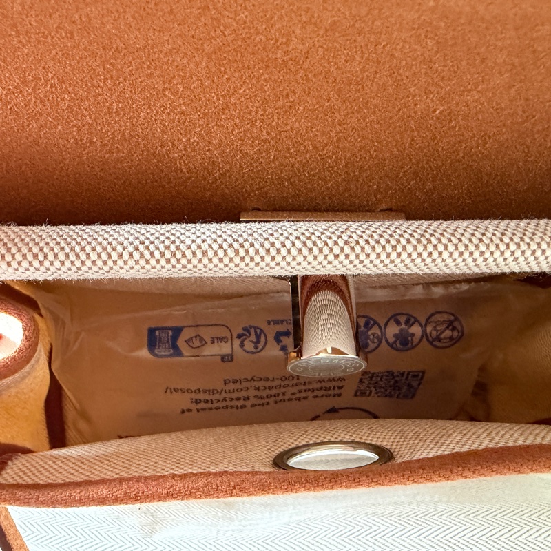 全新/膠膜全在 Hermès Mini Herbag 20cm 金棕金剛色銀扣｜2026/01 購證-17