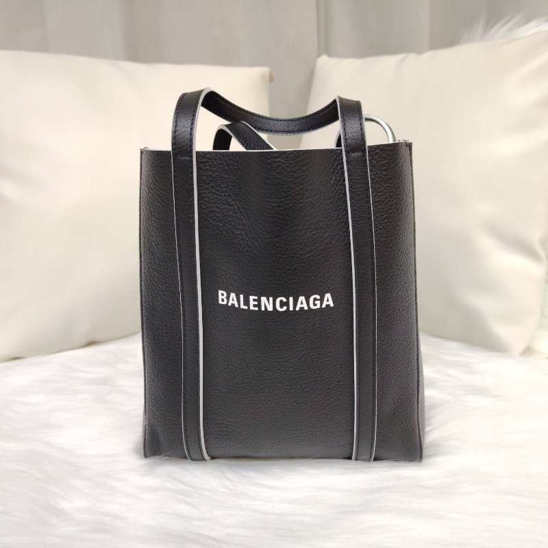 BALENCIAGA 巴黎世家 Everyday 黑色 牛皮革 xxs 白色裝飾邊 托特包-0
