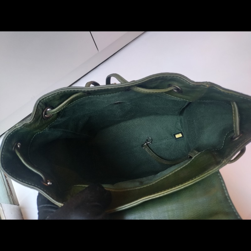 Chanel 霧銀釦綠色牛皮側口袋後背包-15