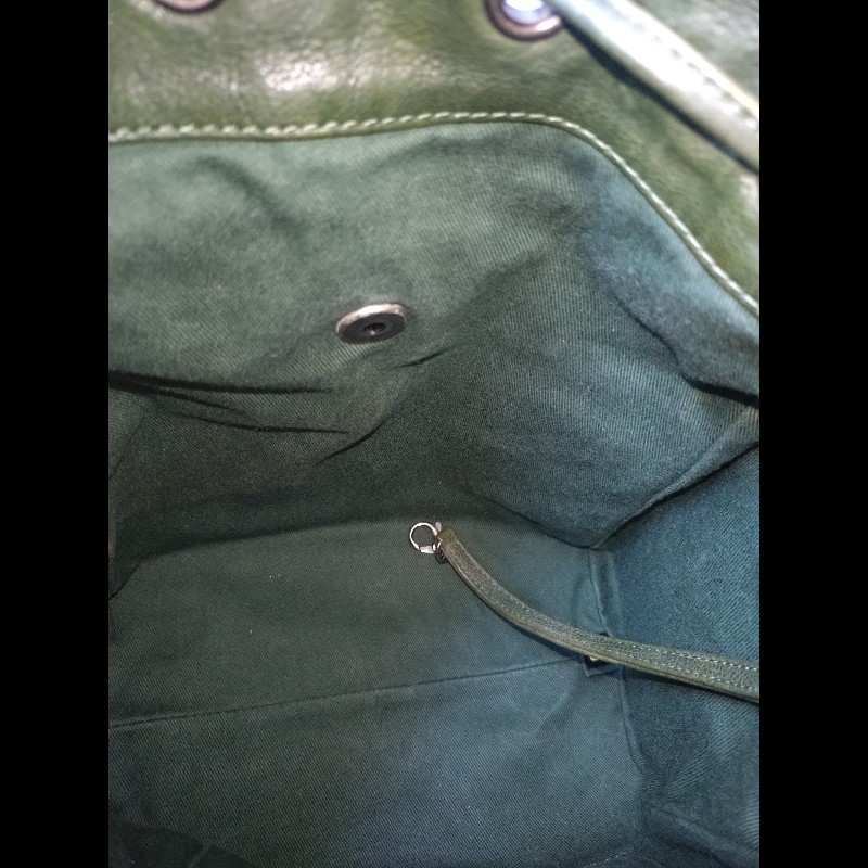 Chanel 霧銀釦綠色牛皮側口袋後背包-21