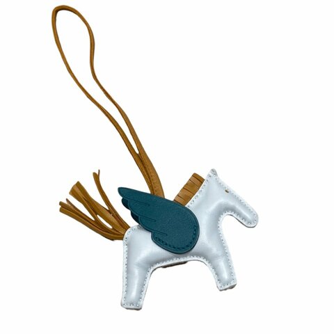 HERMES 愛馬仕 REDEO PEGASE 拼色翅膀小馬吊飾 小羊皮 聖杯藍/鈷藍/太妃金