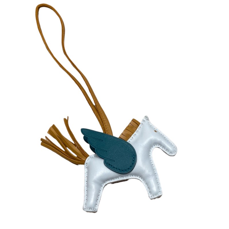 HERMES 愛馬仕 REDEO PEGASE 拼色翅膀小馬吊飾 小羊皮 聖杯藍/鈷藍/太妃金-0