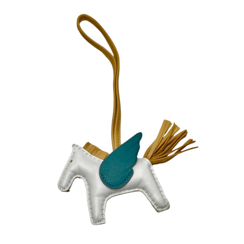 HERMES 愛馬仕 REDEO PEGASE 拼色翅膀小馬吊飾 小羊皮 聖杯藍/鈷藍/太妃金-1