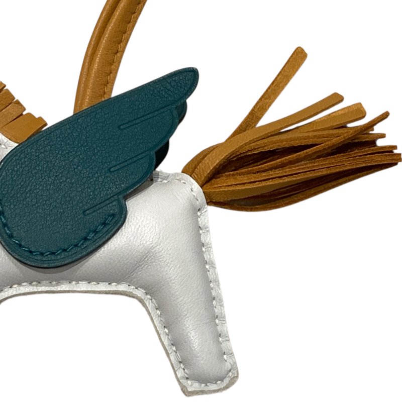 HERMES 愛馬仕 REDEO PEGASE 拼色翅膀小馬吊飾 小羊皮 聖杯藍/鈷藍/太妃金-7