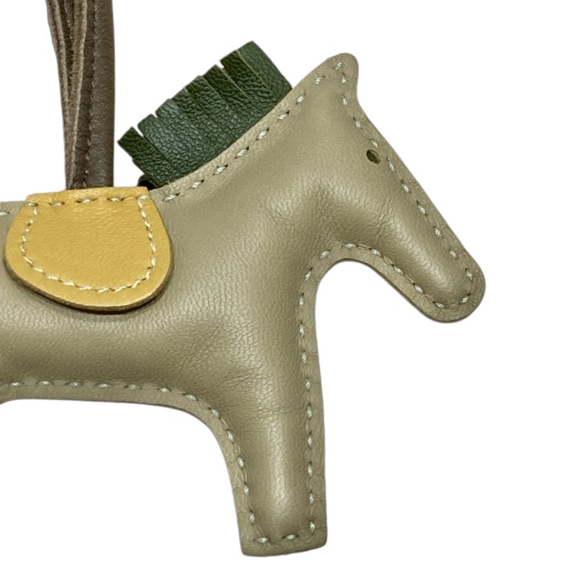 HERMES 愛馬仕 REDEO 拼色小馬吊飾 小羊皮 鼠尾草綠/草坪綠/灰褐色-6
