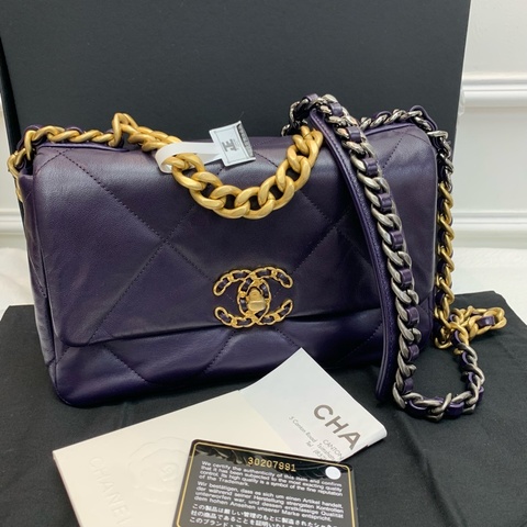 Full Set💜Chanel 19bag 紫色金銀