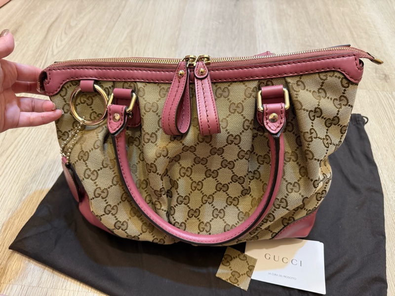 Gucci 粉紫水餃包-3