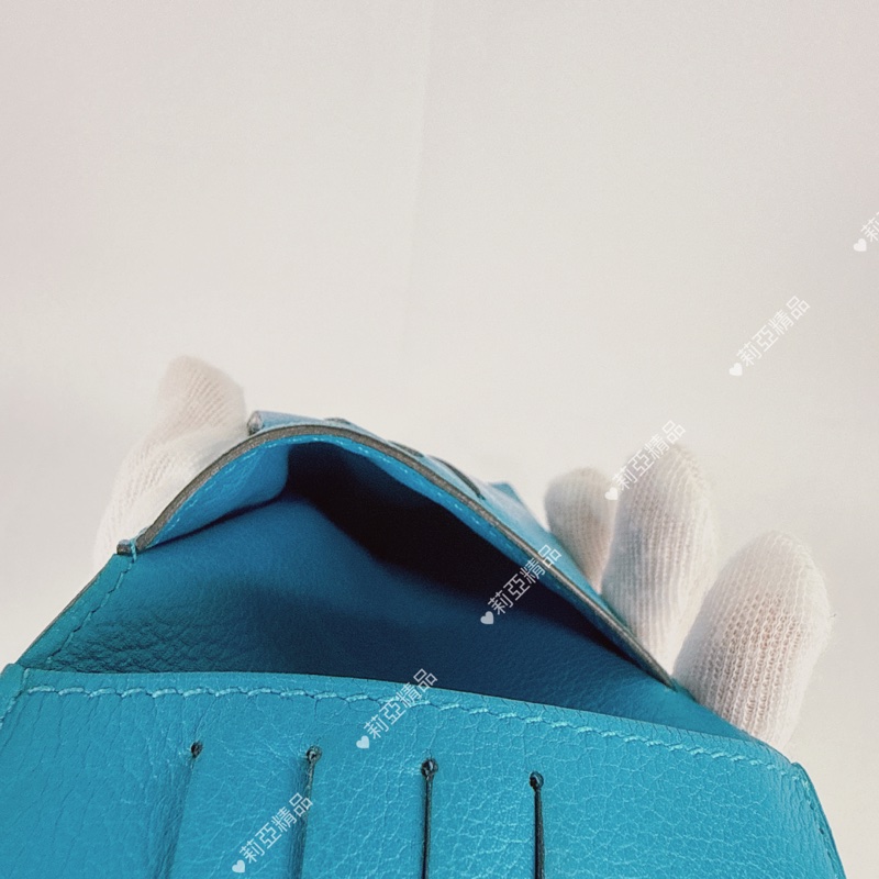 莉亞精品♡ Hermes 藍短夾  二手-10