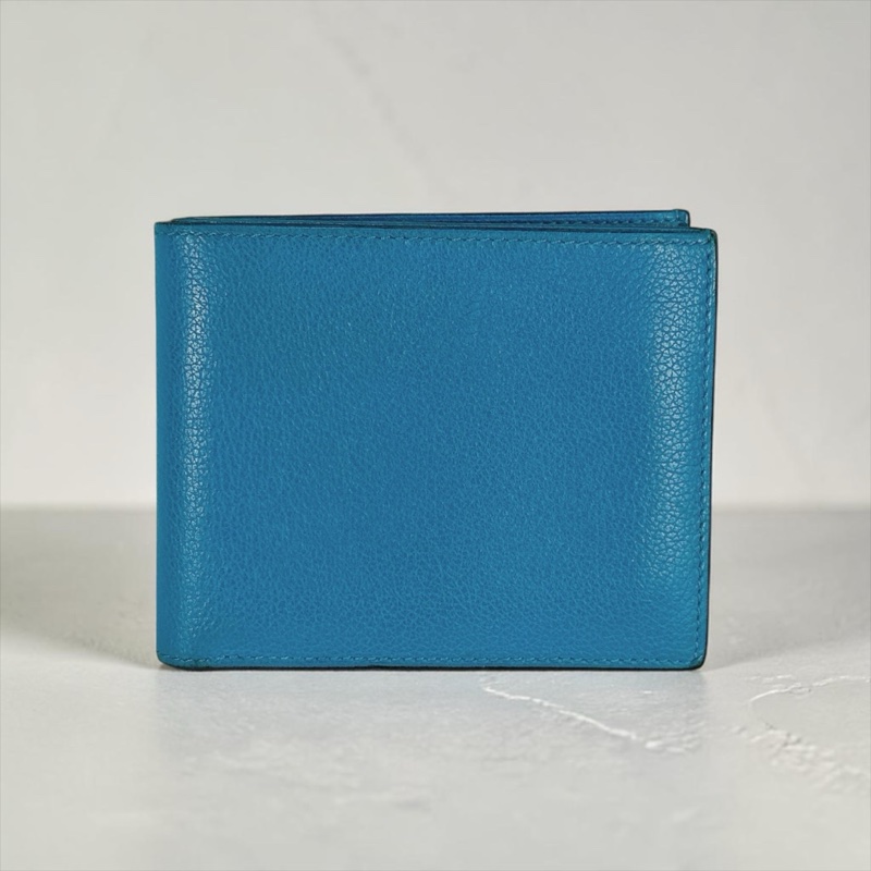 莉亞精品♡ Hermes 藍短夾  二手-0