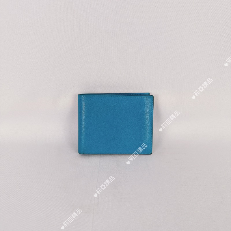 莉亞精品♡ Hermes 藍短夾  二手-1