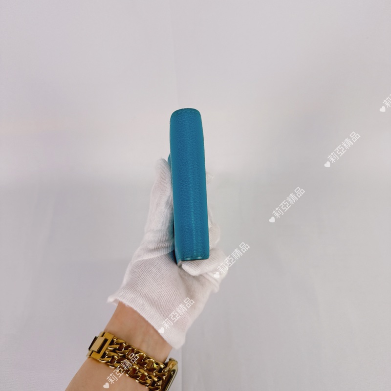 莉亞精品♡ Hermes 藍短夾  二手-2