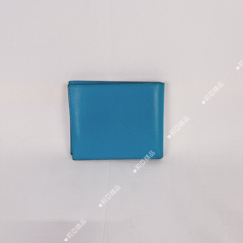 莉亞精品♡ Hermes 藍短夾  二手-3