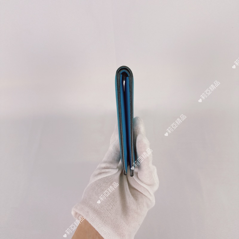 莉亞精品♡ Hermes 藍短夾  二手-4