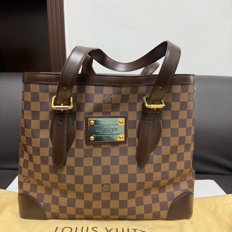 Louis Vuitton路易威登Hampstead棕色棋盤格托特包單肩包 尺寸:34×28×17.5-0