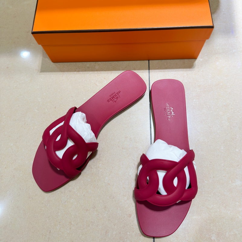꧁ Hermès🩷Aloha經典豬鼻子涼拖鞋🩷桃紅色꧂-0