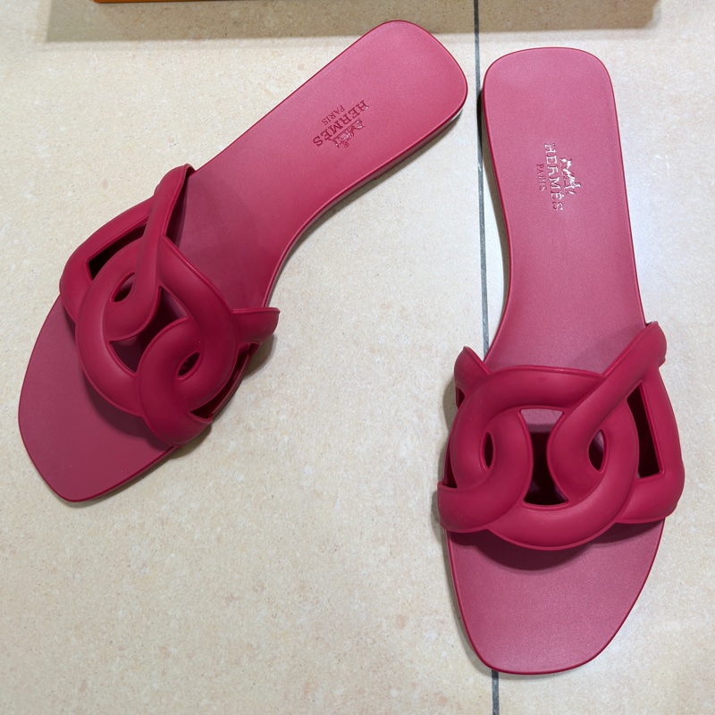 ꧁ Hermès🩷Aloha經典豬鼻子涼拖鞋🩷桃紅色꧂-1