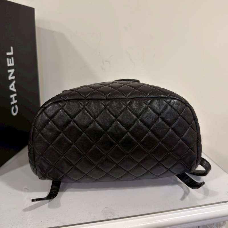 🐫CHANEL黑銀羊皮中號薩爾斯堡雙肩包Saltsbourg Backpack經典菱格紋-14