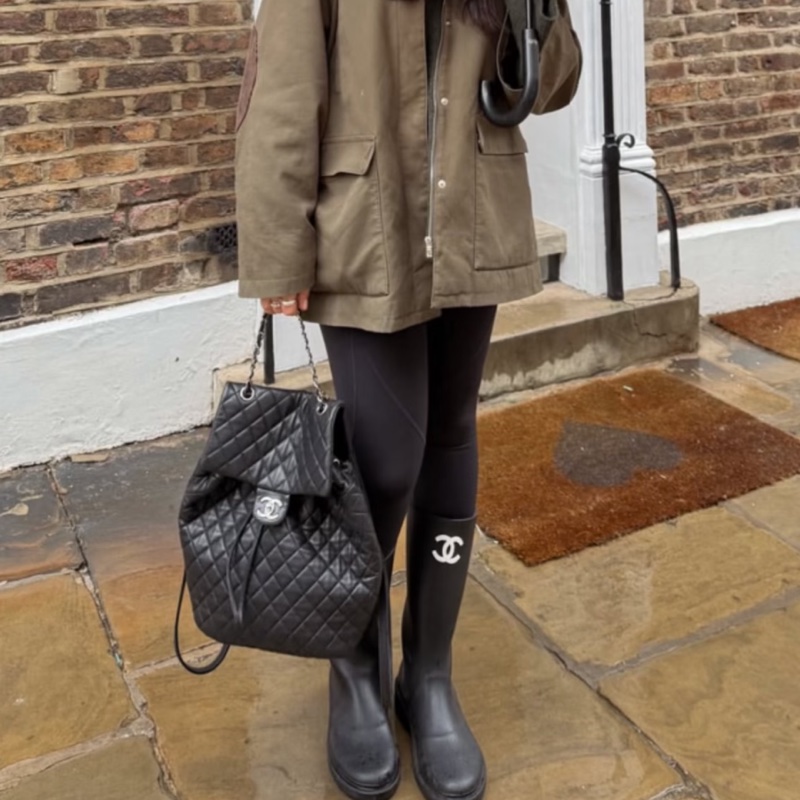 🐫CHANEL黑銀羊皮中號薩爾斯堡雙肩包Saltsbourg Backpack經典菱格紋-25