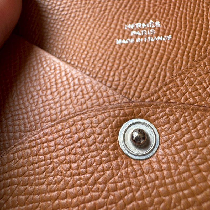 🤍全新閒置商品🤍 Hermes 金棕色bastia零錢包-4