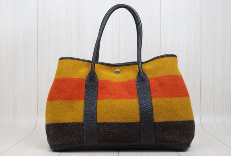 「JL精品代購」9新 Hermes Garden Party 36 彩虹毛呢拼皮花園包-2