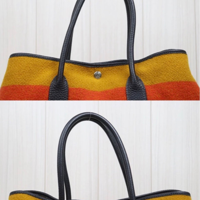 「JL精品代購」9新 Hermes Garden Party 36 彩虹毛呢拼皮花園包-4