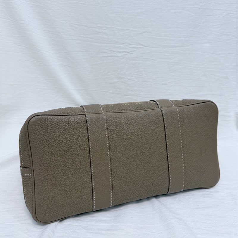 98新 愛馬仕 花園36 大象灰 銀扣 A刻 帆布拼皮 附件：塵袋-6