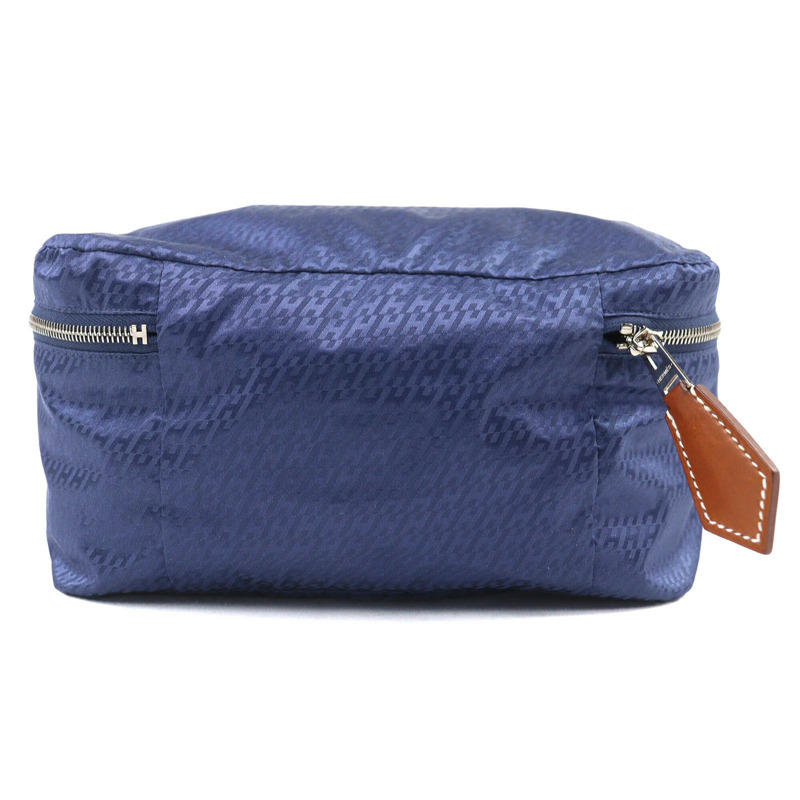 愛馬仕 Hermes Wousse de Voyage PM 100% 真絲手拿包，藍色，B 印章，法國製造，女士，強烈推薦 ◎-1