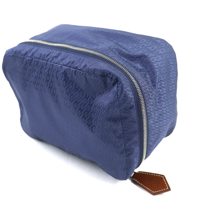 愛馬仕 Hermes Wousse de Voyage PM 100% 真絲手拿包，藍色，B 印章，法國製造，女士，強烈推薦 ◎-4