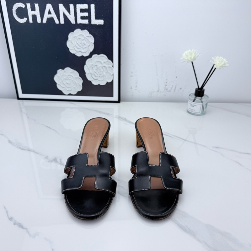 Hermes愛馬仕 黑棕H高跟涼鞋 36碼 下地一次 成色如圖-1