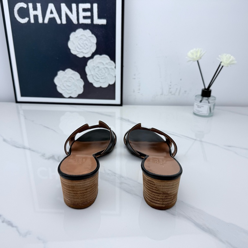 Hermes愛馬仕 黑棕H高跟涼鞋 36碼 下地一次 成色如圖-2