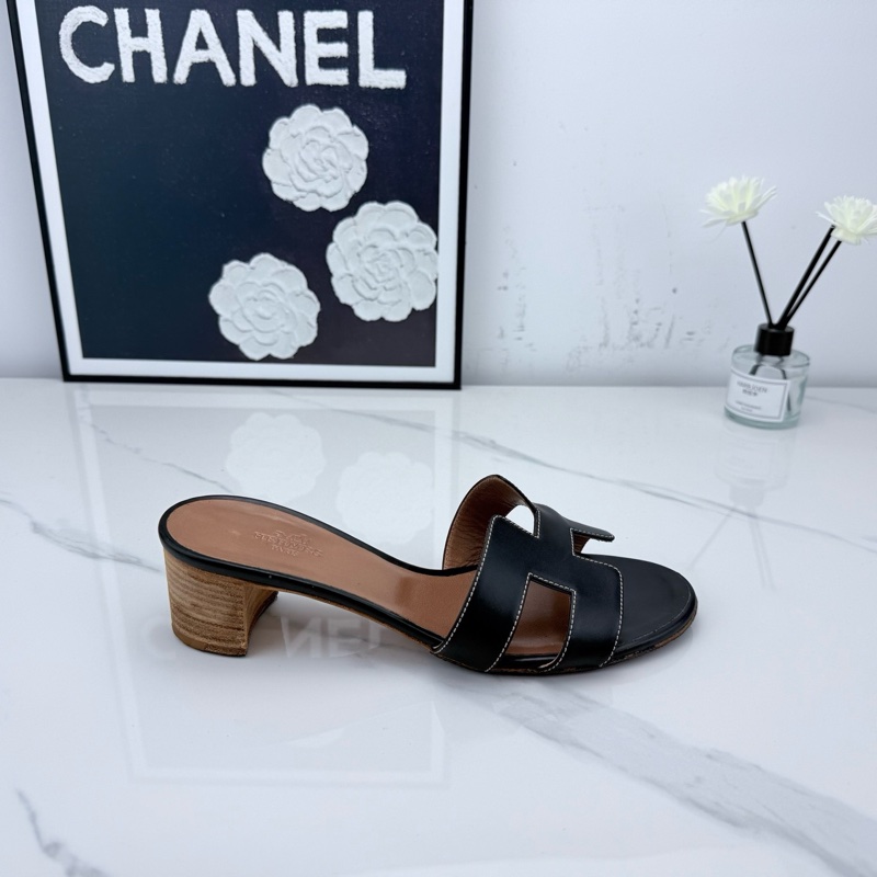 Hermes愛馬仕 黑棕H高跟涼鞋 36碼 下地一次 成色如圖-4