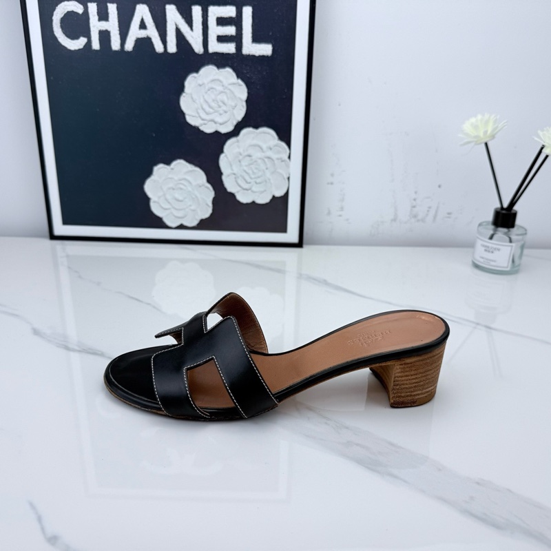 Hermes愛馬仕 黑棕H高跟涼鞋 36碼 下地一次 成色如圖-5