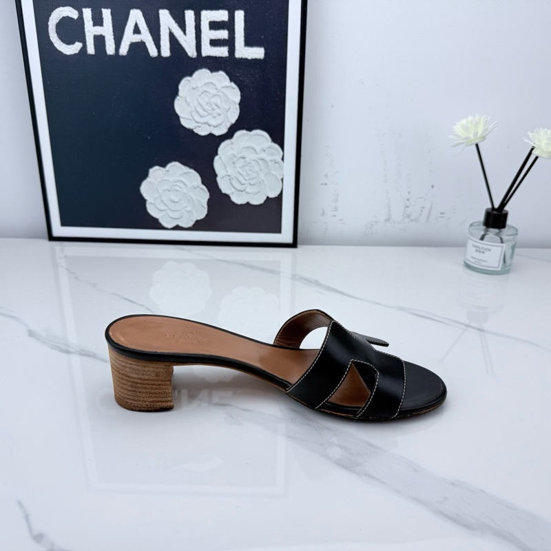 Hermes愛馬仕 黑棕H高跟涼鞋 36碼 下地一次 成色如圖-7