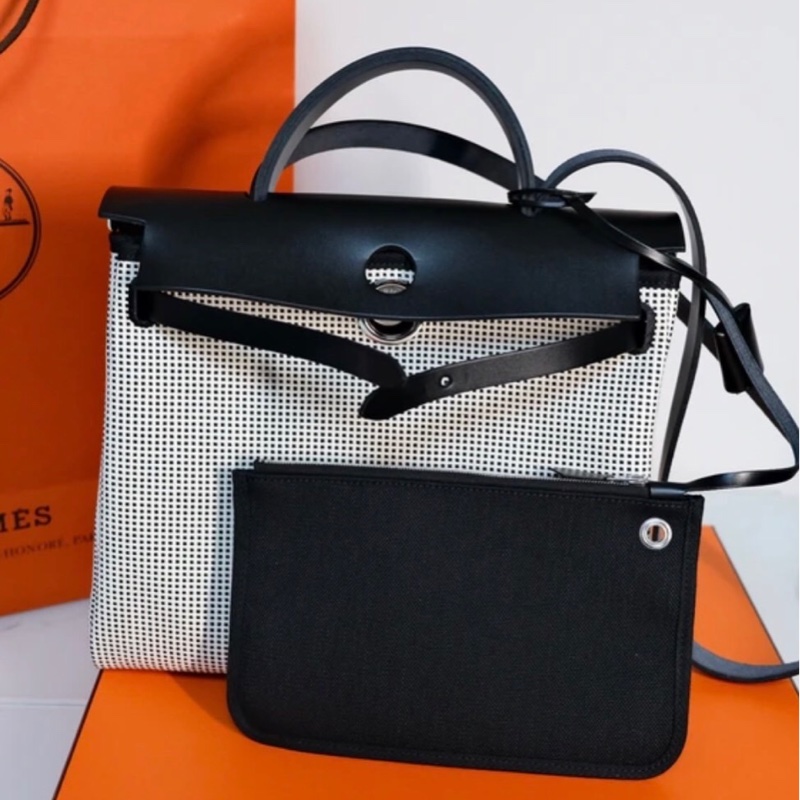 「JL精品代購」9新 Hermes 愛馬仕Herbag 31熊貓色-0
