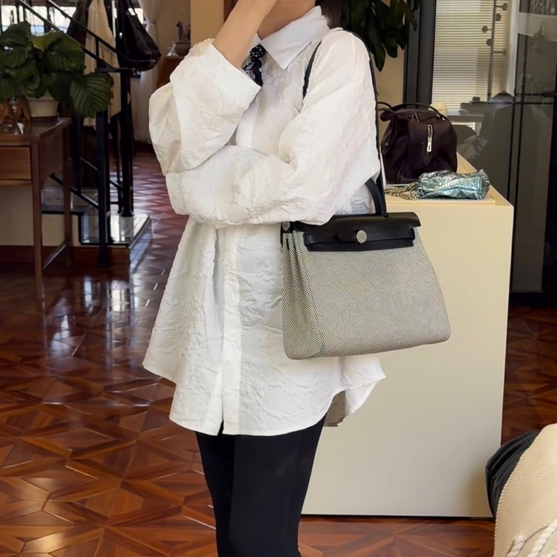 「JL精品代購」9新 Hermes 愛馬仕Herbag 31熊貓色-1