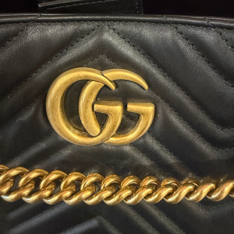 Gucci GG Marmont Matelassé 黑色全皮大款托特包-4