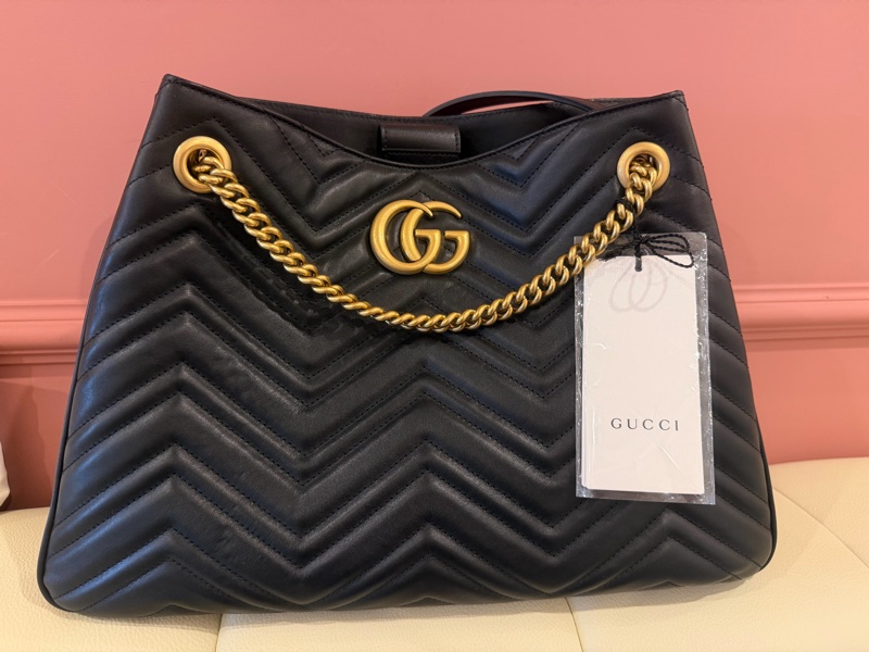Gucci GG Marmont Matelassé 黑色全皮大款托特包-5