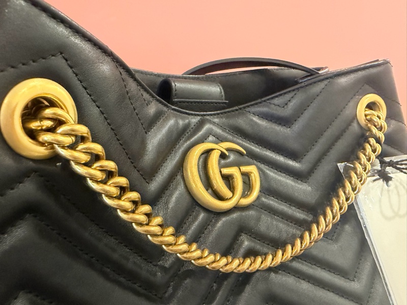Gucci GG Marmont Matelassé 黑色全皮大款托特包-6