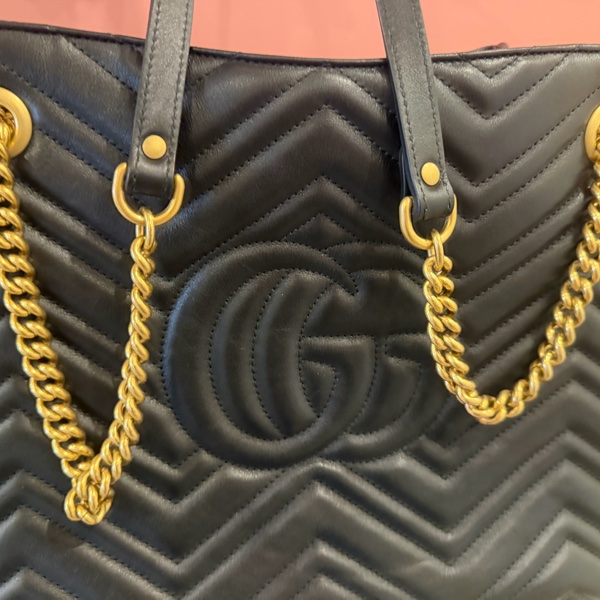 Gucci GG Marmont Matelassé 黑色全皮大款托特包-8