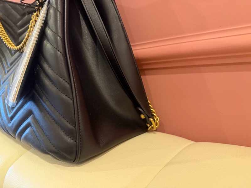Gucci GG Marmont Matelassé 黑色全皮大款托特包-13