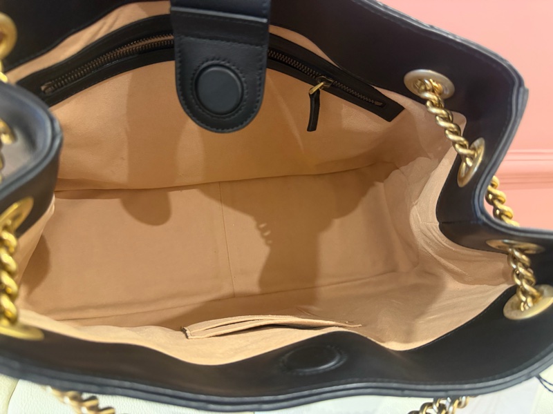 Gucci GG Marmont Matelassé 黑色全皮大款托特包-14