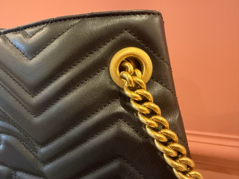 Gucci GG Marmont Matelassé 黑色全皮大款托特包-20