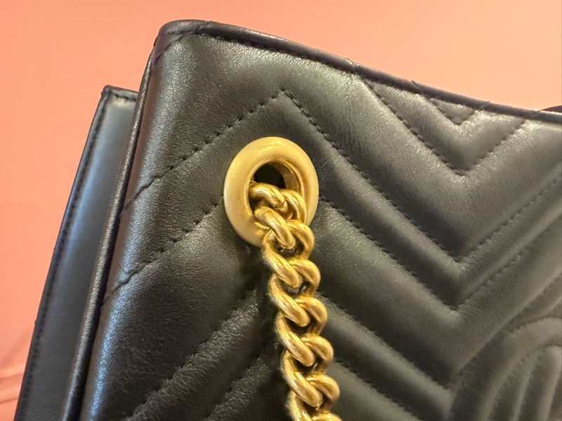 Gucci GG Marmont Matelassé 黑色全皮大款托特包-21