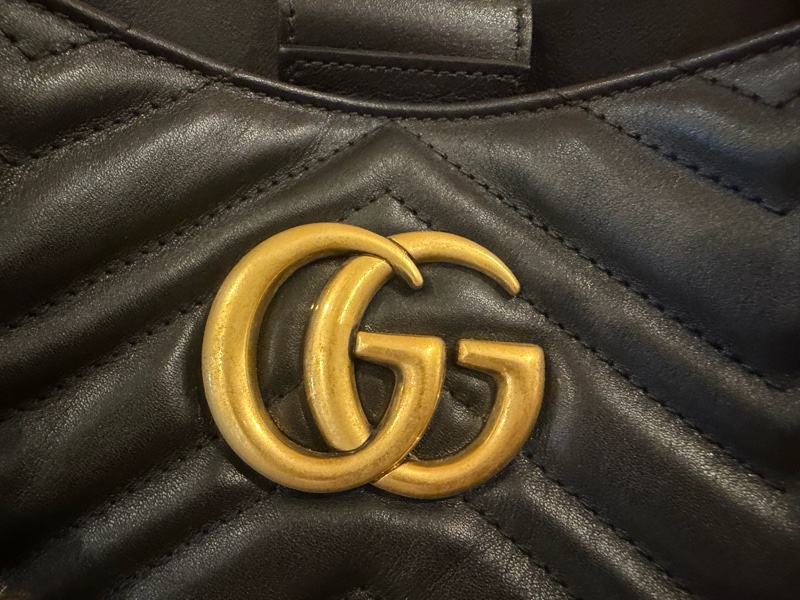 Gucci GG Marmont Matelassé 黑色全皮大款托特包-29