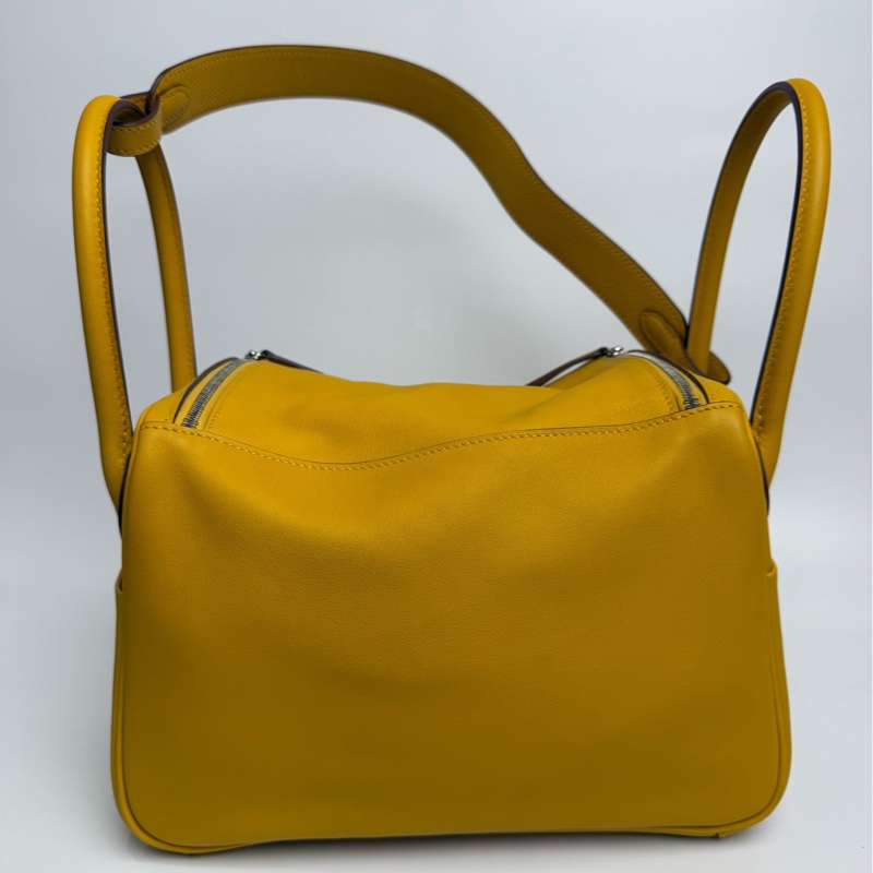 99新 愛馬仕/Hermes Lindy26 琥珀黃 編織肩帶 C刻 swift皮 塵袋-1